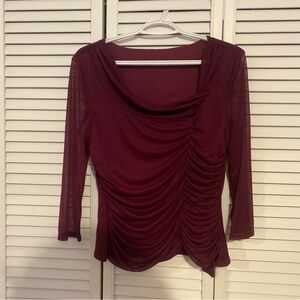 Purple Long Sleeve scrunched Top Low Cut